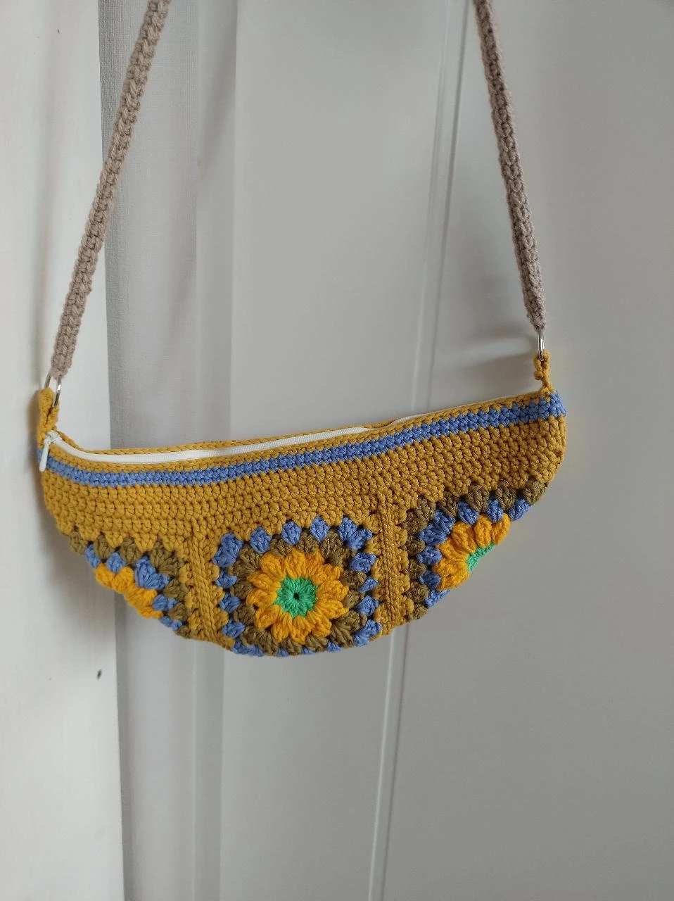 Bolsa crossbody bolsa de telefone bolsas para festivais amarrada amarelo e flor colorida feita à mão – photo 2